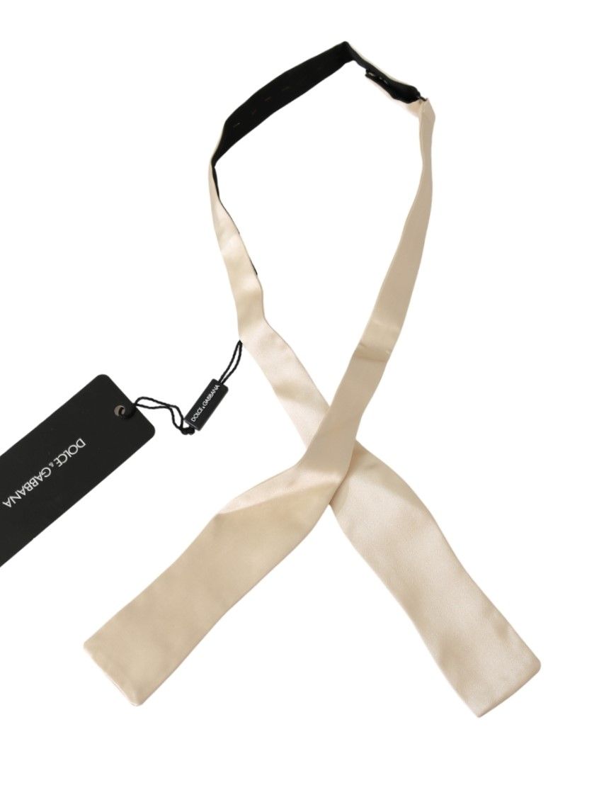 Dolce & Gabbana Beige Slim Skinny Heren Stropdas 100% Zijden Strik