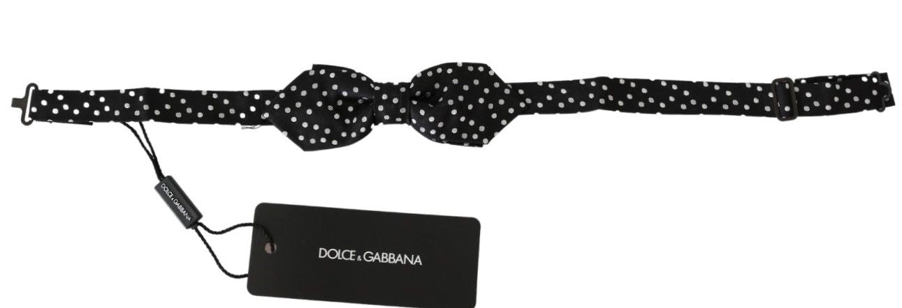 Cravate homme Dolce & Gabbana à pois noirs Papillon 100 % soie