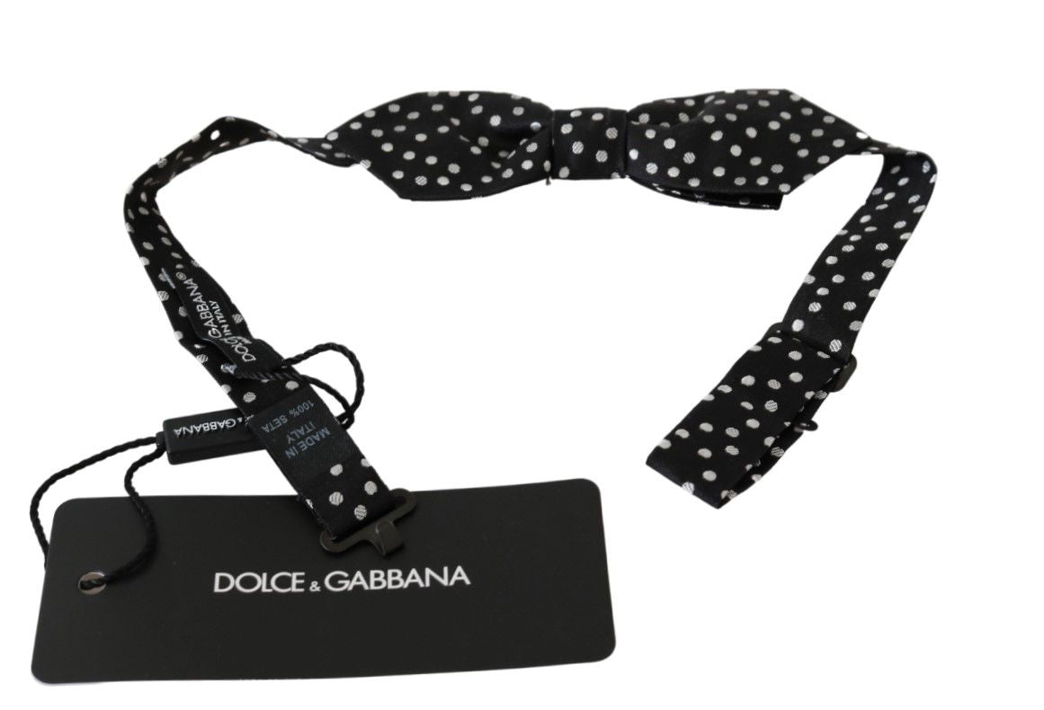 Cravate homme Dolce & Gabbana à pois noirs Papillon 100 % soie