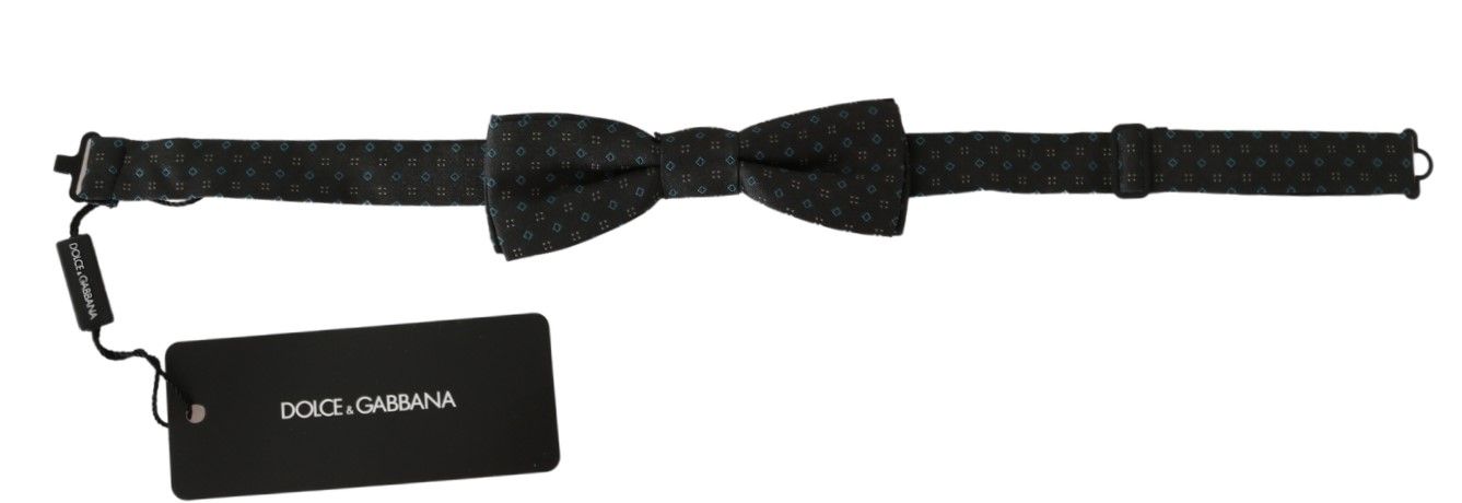 Dolce & Gabbana Grijze Gestreepte Heren Stropdas Papillon 100% Zijden Strik