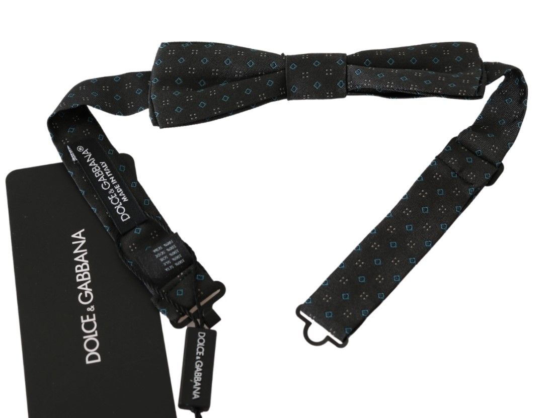 Dolce & Gabbana Grijze Gestreepte Heren Stropdas Papillon 100% Zijden Strik