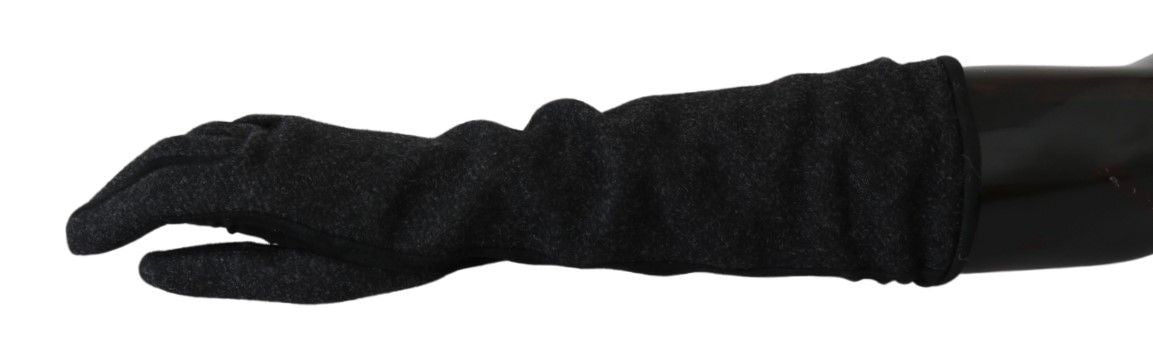 Dolce & Gabbana Zwart Grijs Middellange Wanten Wollen Handschoenen