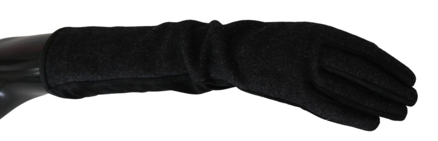 Dolce & Gabbana Zwart Grijs Middellange Wanten Wollen Handschoenen