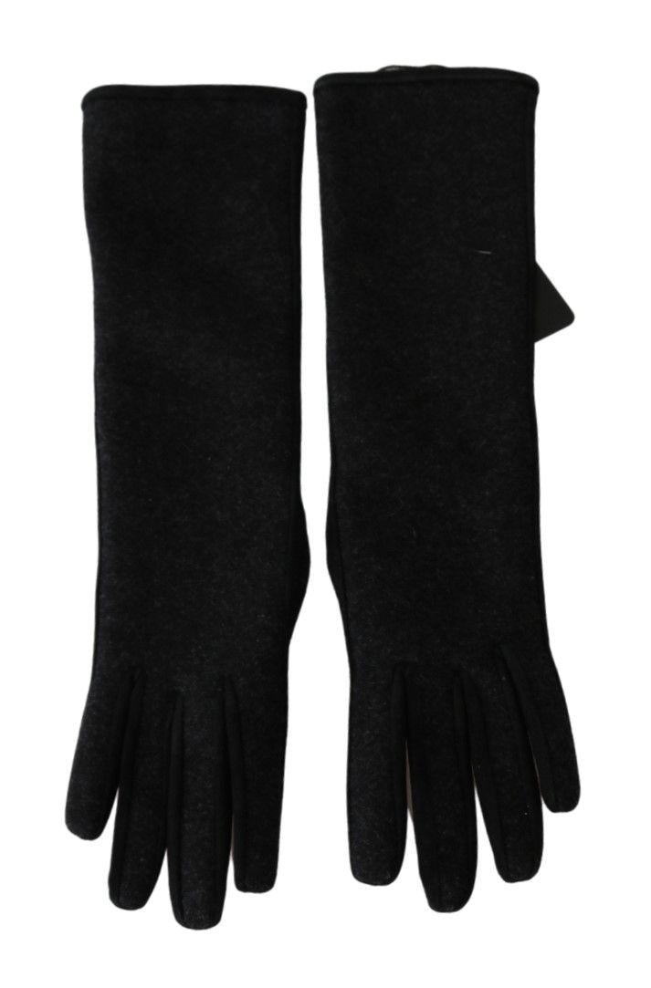 Dolce & Gabbana Zwart Grijs Middellange Wanten Wollen Handschoenen