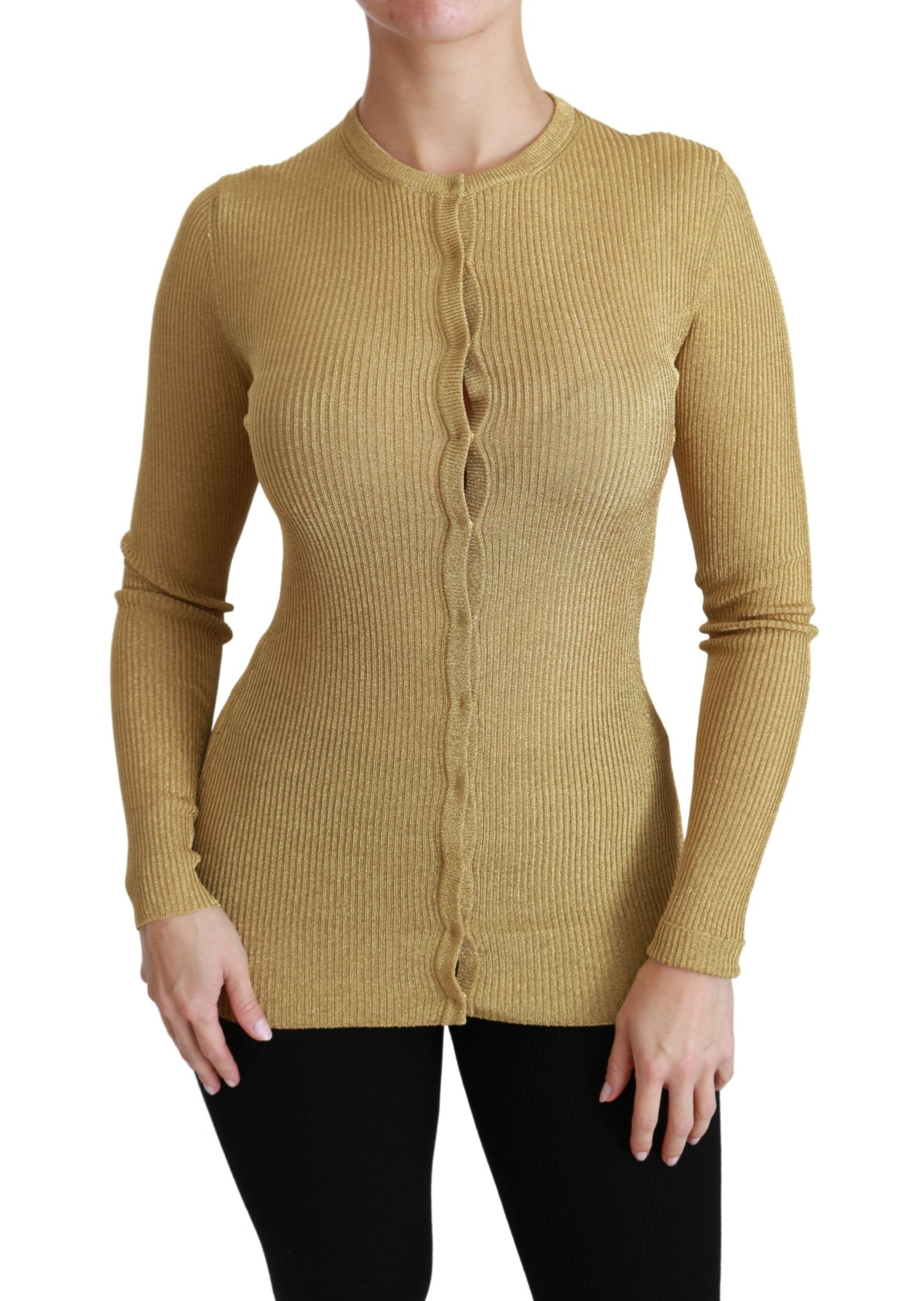 Cardigan en viscose à manches longues doré de Dolce & Gabbana