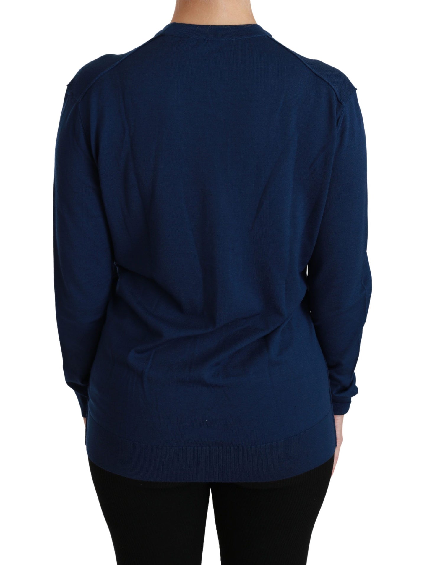 Cardigan bleu à boutons en laine vierge de Dolce & Gabbana