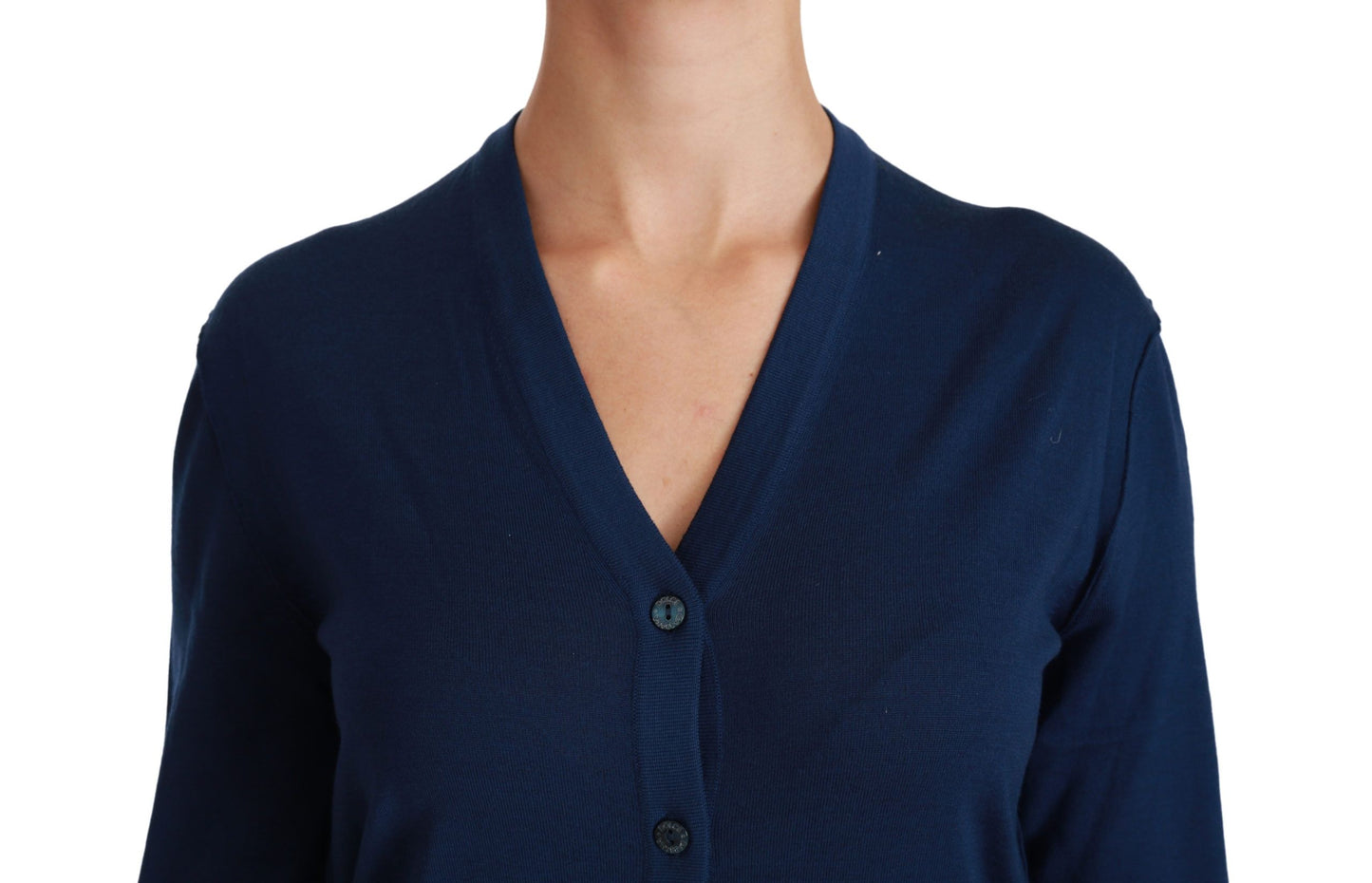 Cardigan bleu à boutons en laine vierge de Dolce & Gabbana