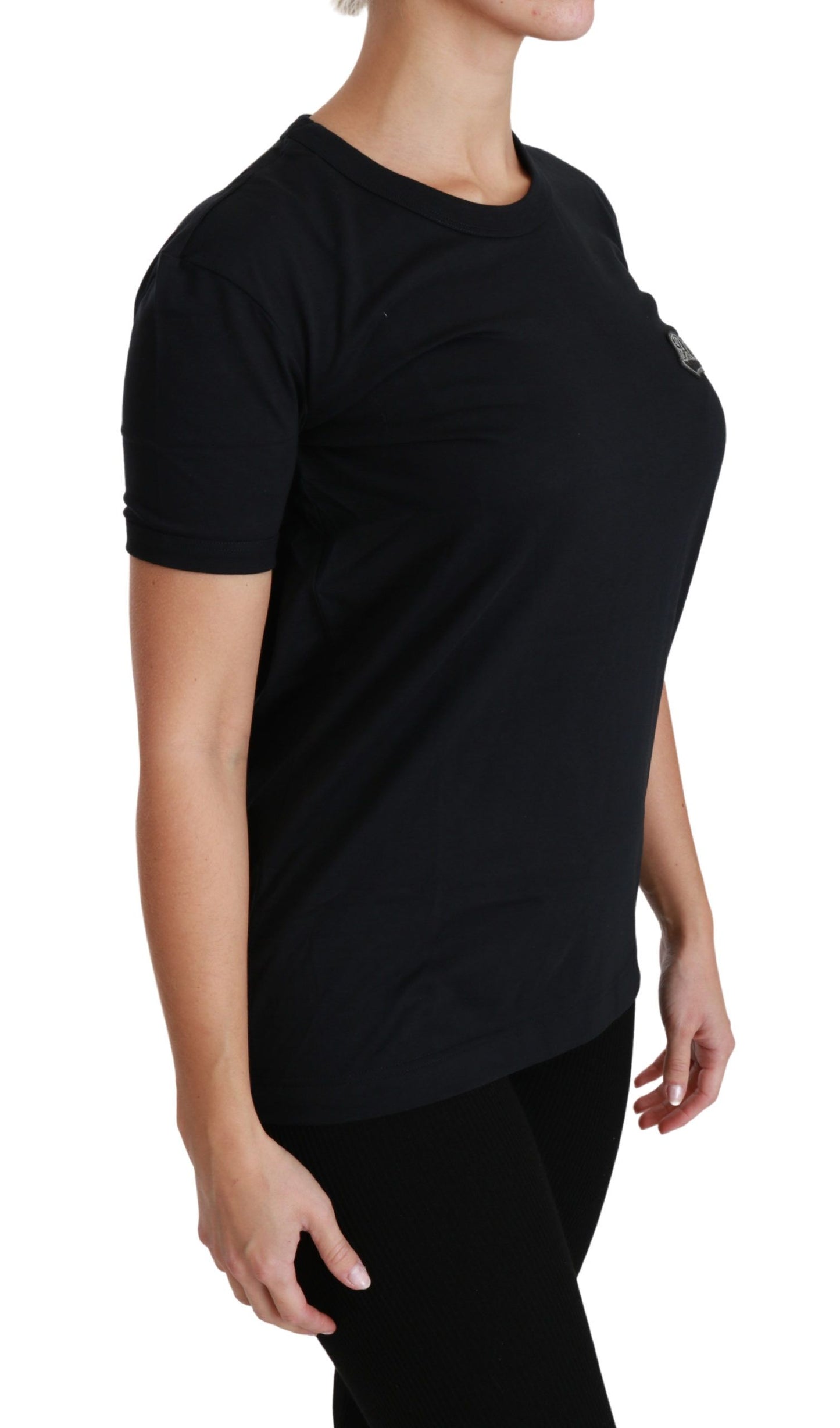 T-shirt en coton à col rond avec patch "Blue Amore" de Dolce & Gabbana