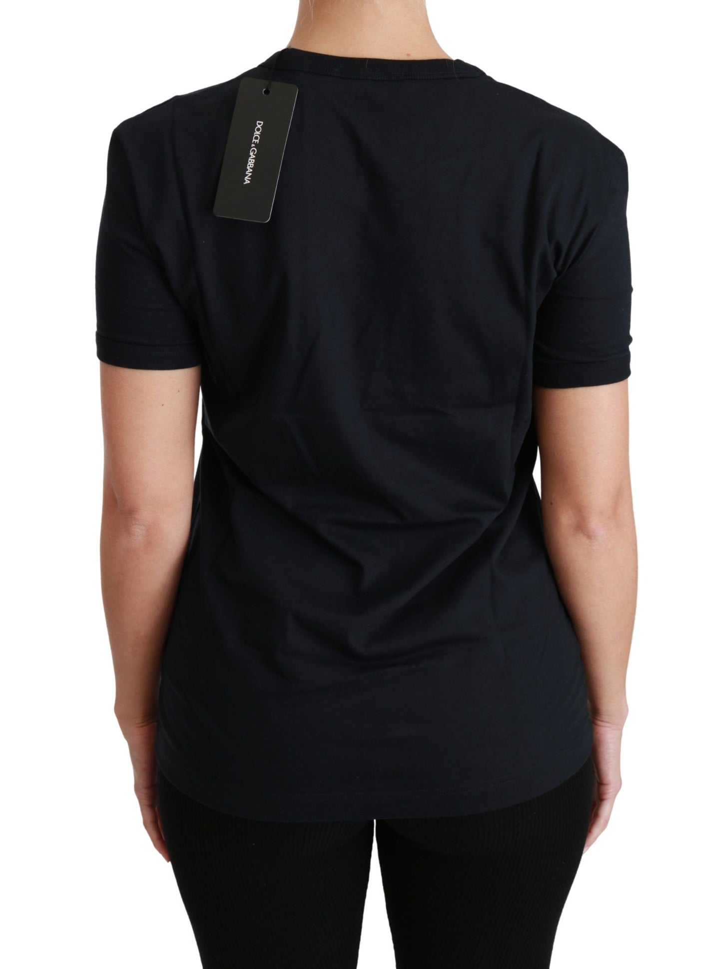 T-shirt en coton à col rond avec patch "Blue Amore" de Dolce & Gabbana