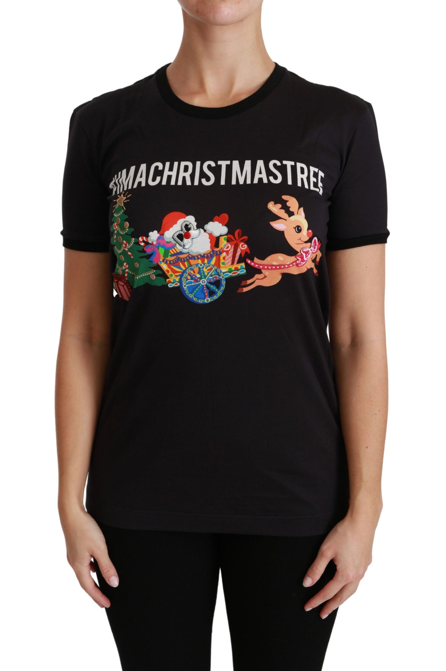 Dolce & Gabbana T-shirt à col rond noir #ImAChristmasTree