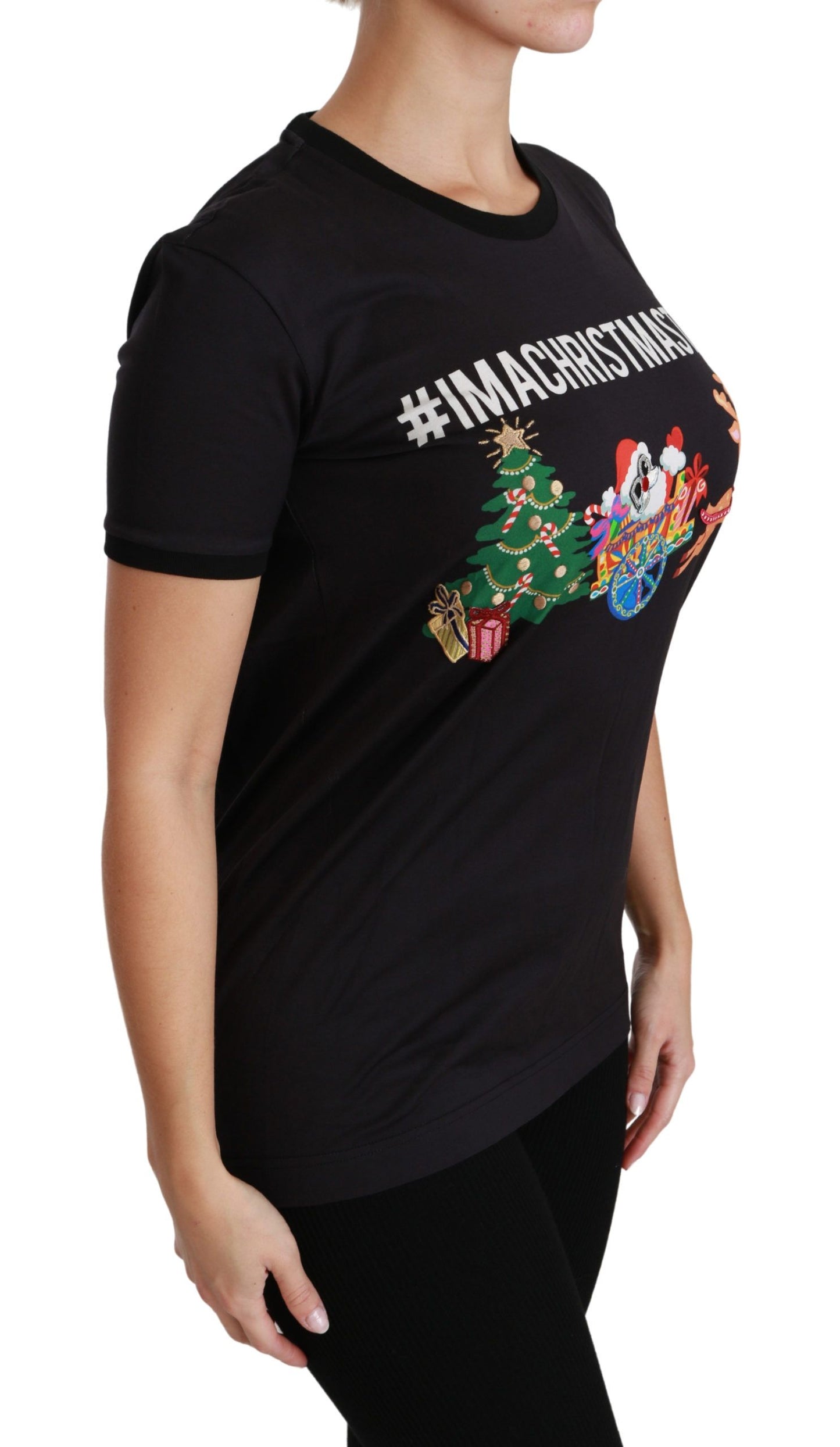 Dolce & Gabbana T-shirt à col rond noir #ImAChristmasTree