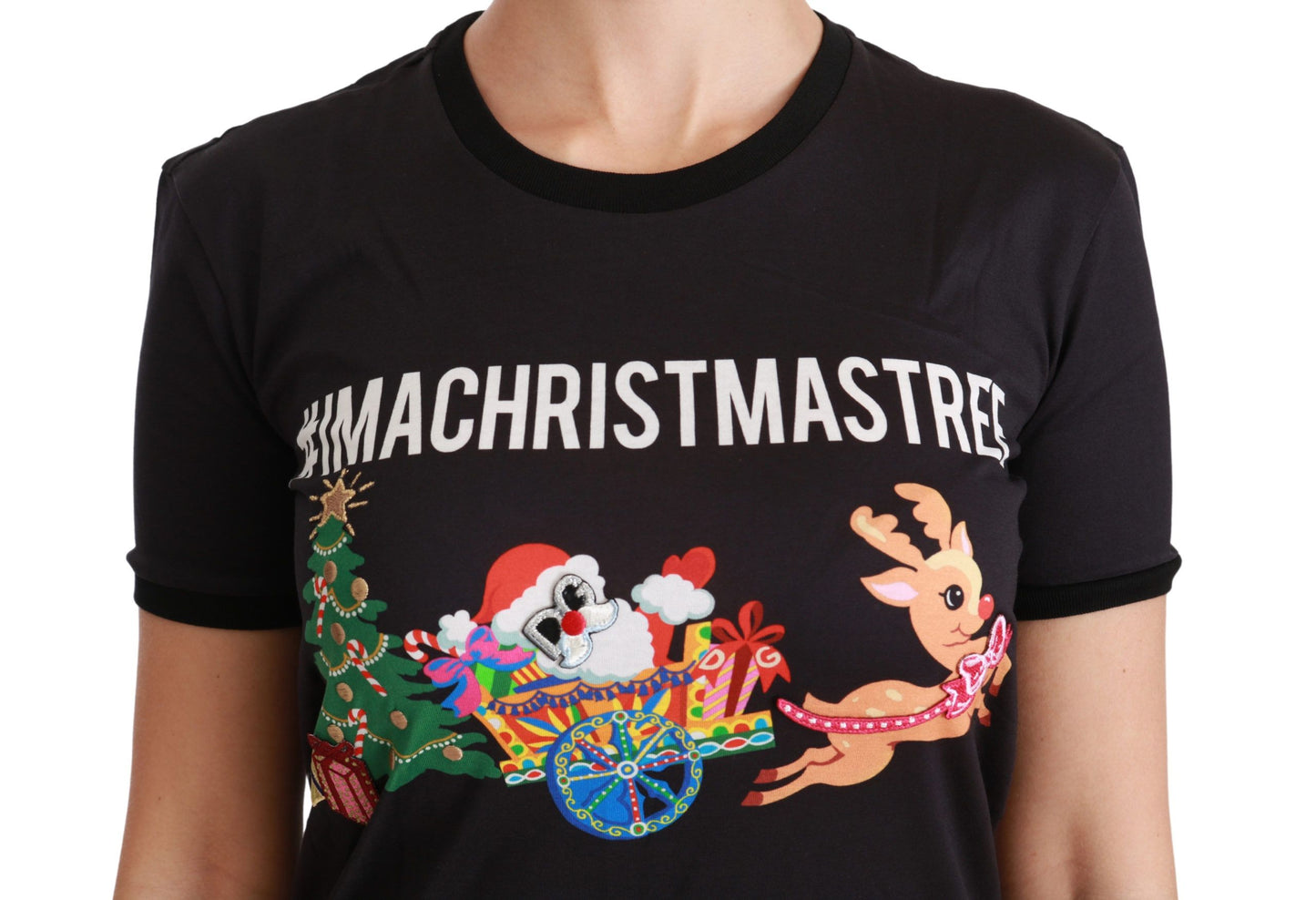 Dolce & Gabbana T-shirt à col rond noir #ImAChristmasTree
