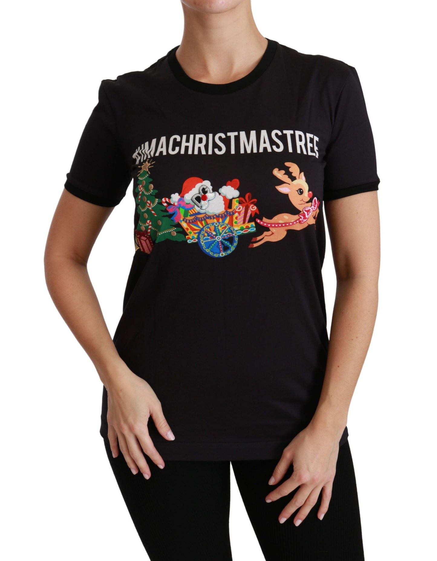 Dolce & Gabbana T-shirt à col rond noir #ImAChristmasTree
