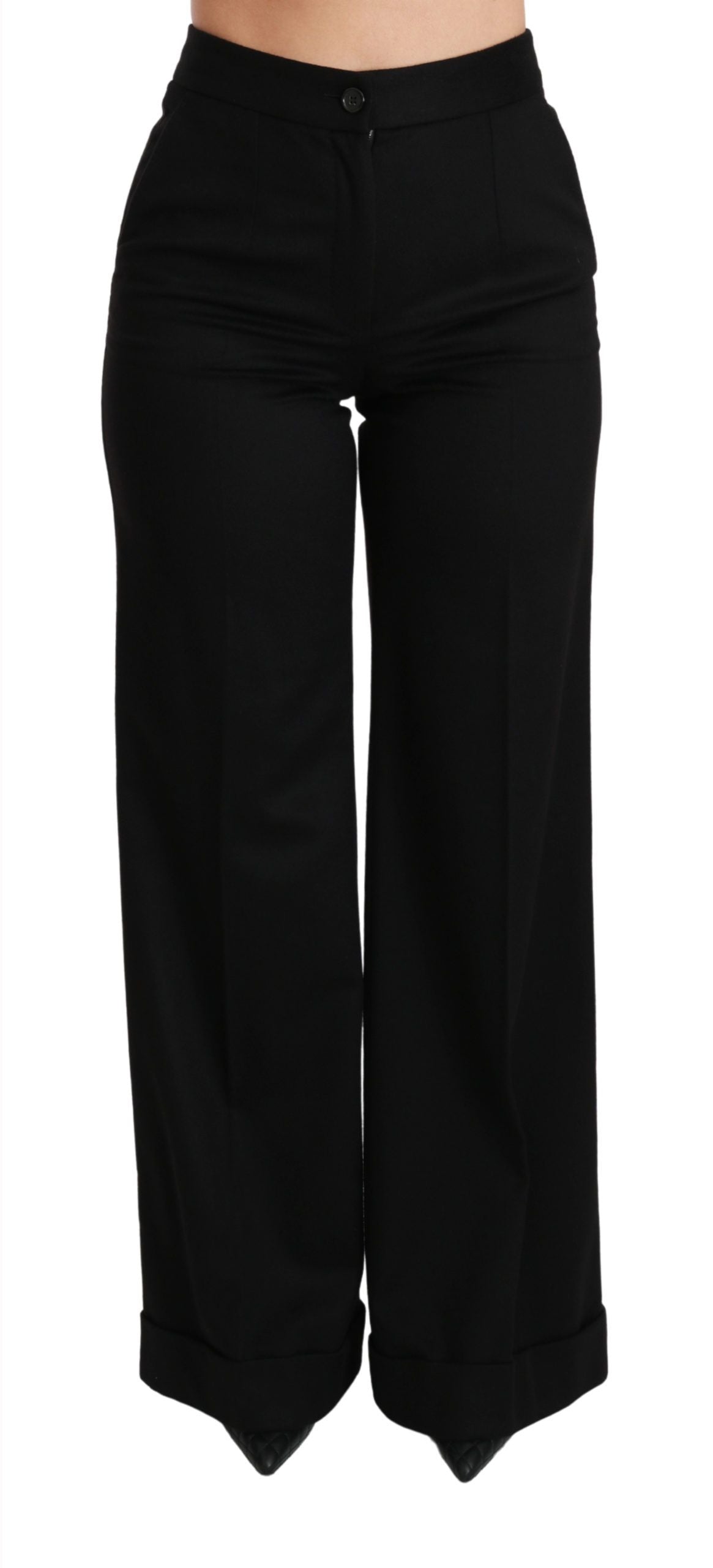 Pantalon en cachemire noir à jambes larges et évasées de Dolce & Gabbana