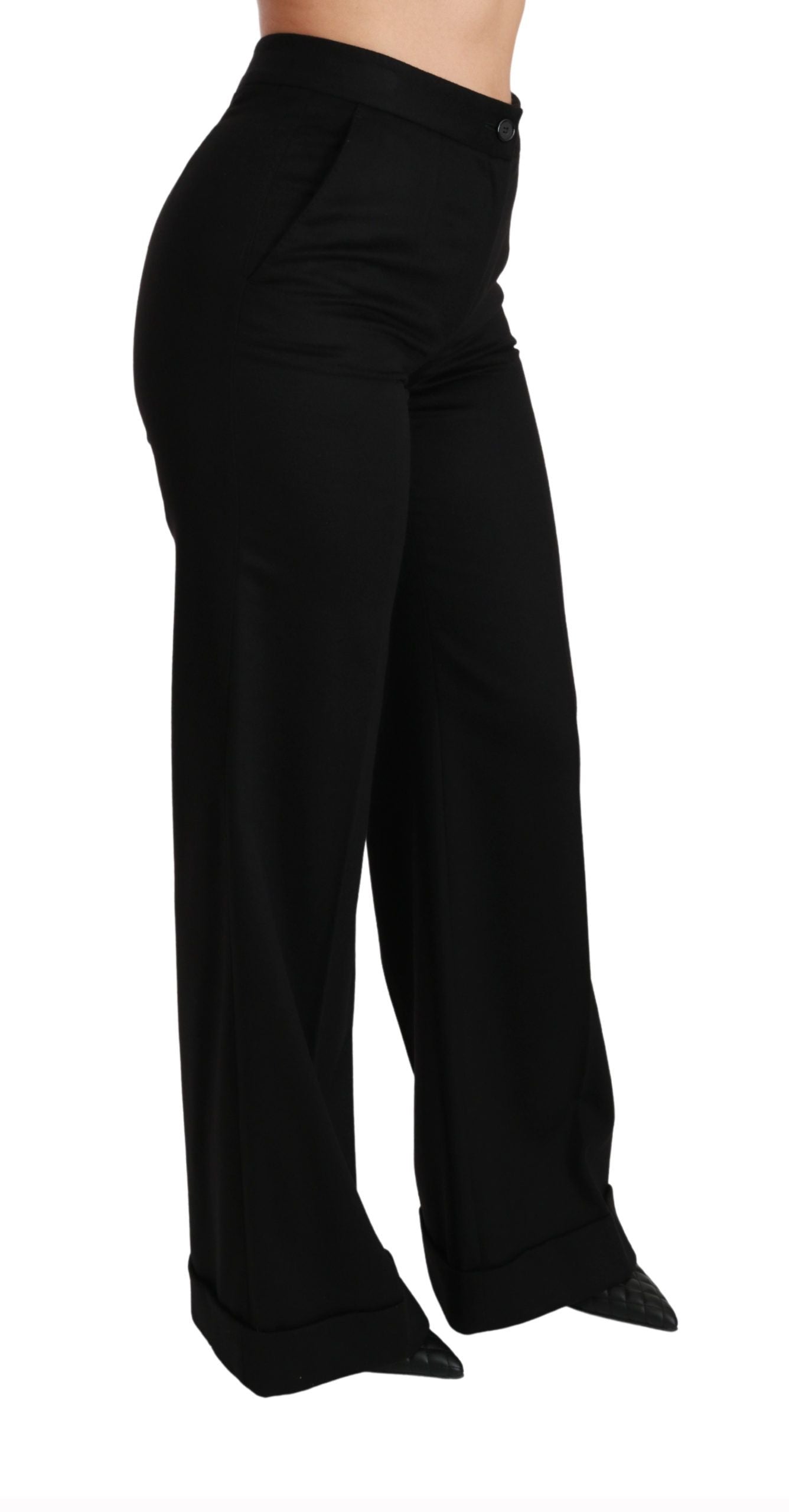 Pantalon en cachemire noir à jambes larges et évasées de Dolce & Gabbana