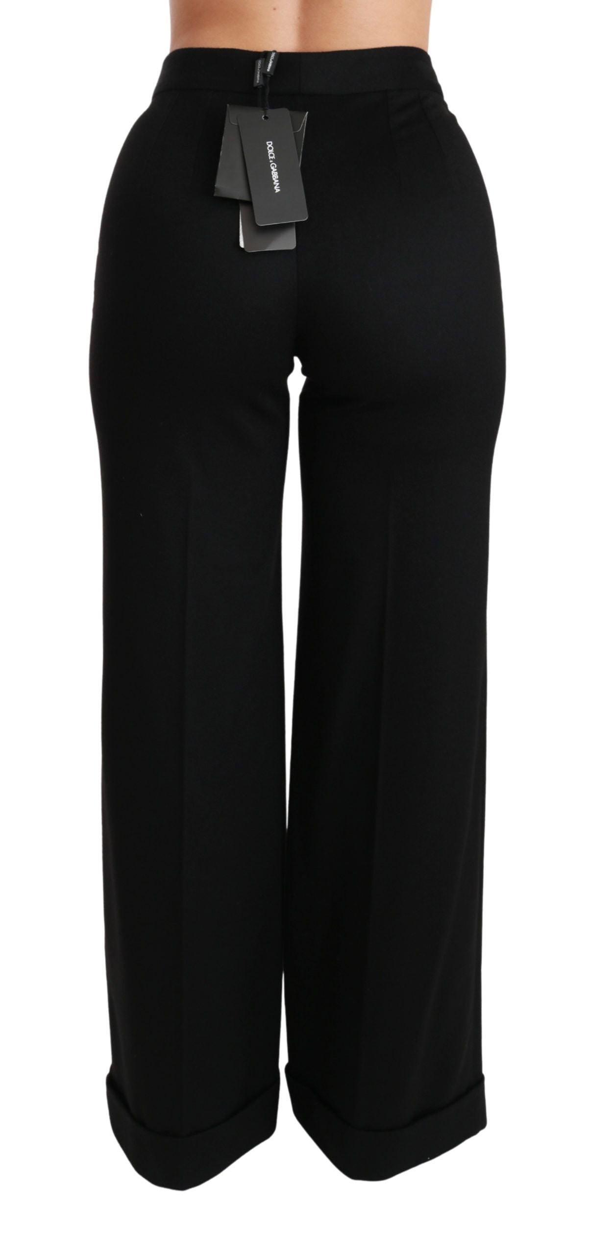 Pantalon en cachemire noir à jambes larges et évasées de Dolce & Gabbana