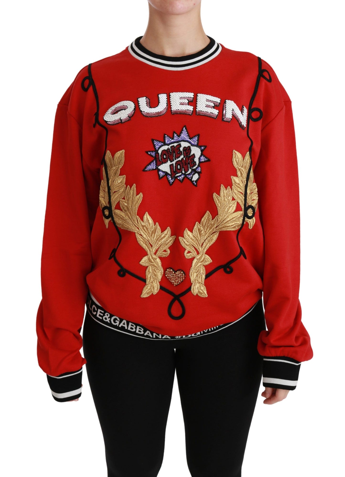 Pull en sequin "Love" rouge "Reine" de Dolce & Gabbana