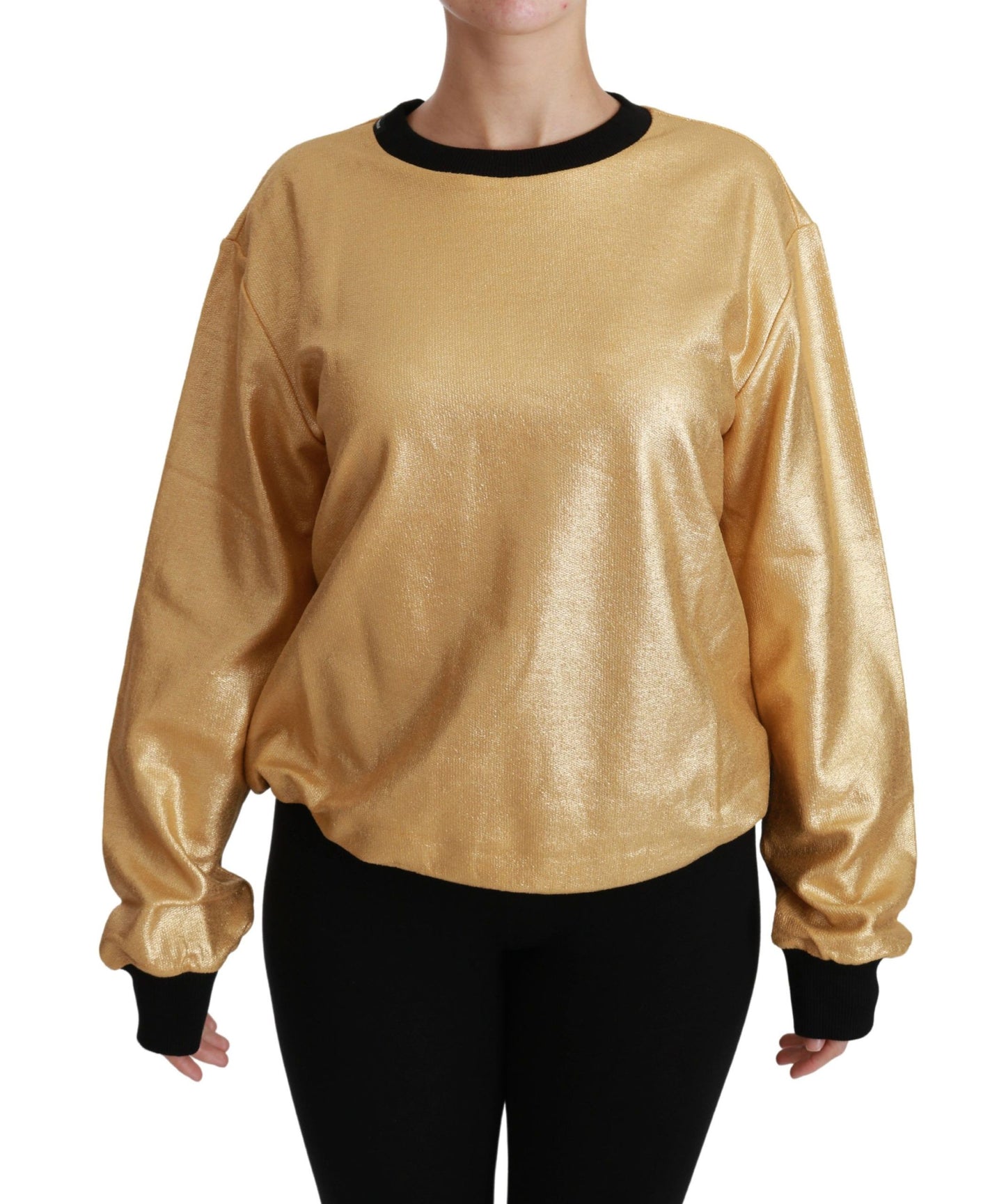 Pull en coton doré à col rond de Dolce & Gabbana