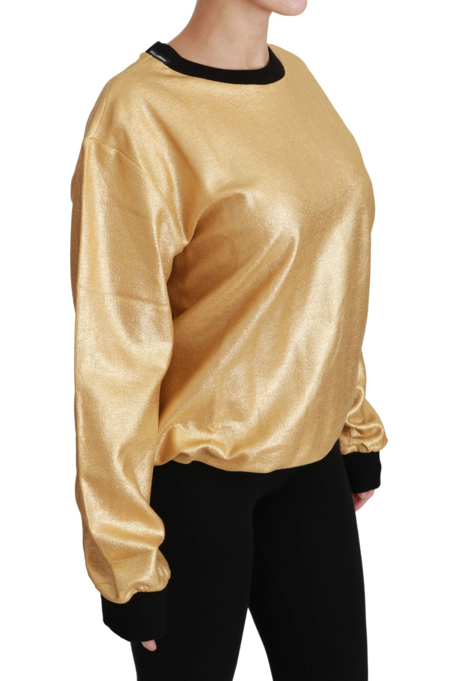 Pull en coton doré à col rond de Dolce & Gabbana