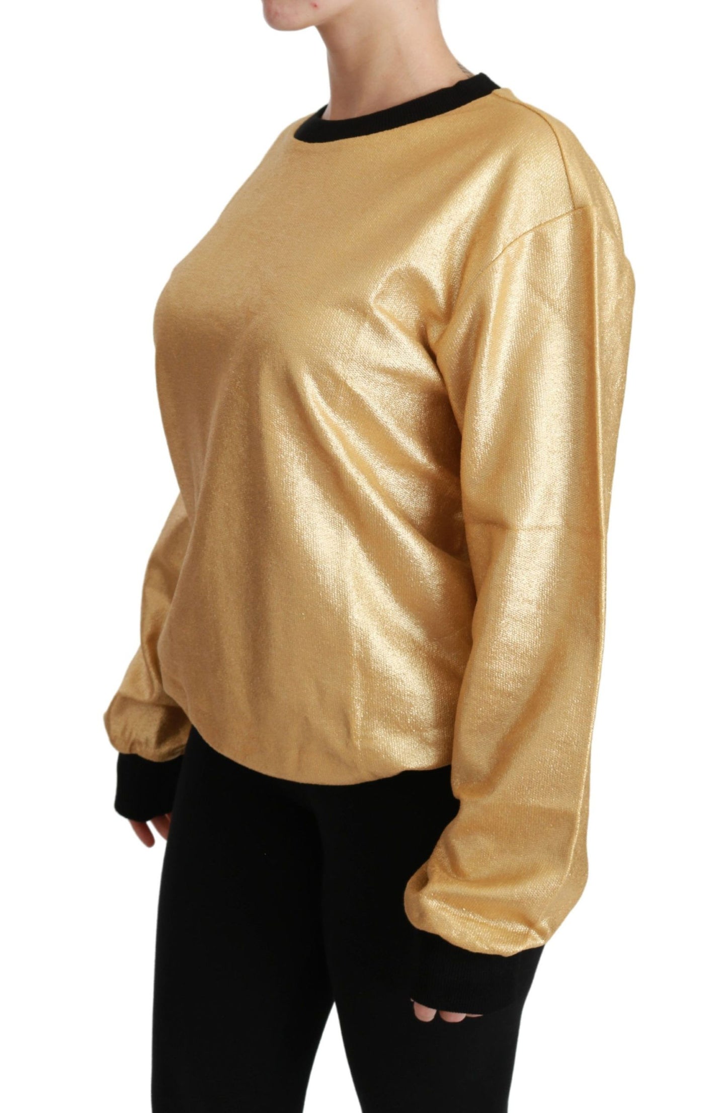 Pull en coton doré à col rond de Dolce & Gabbana