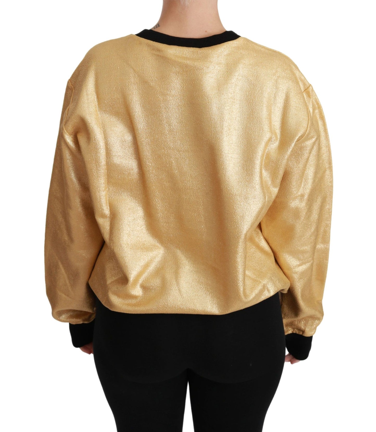 Pull en coton doré à col rond de Dolce & Gabbana
