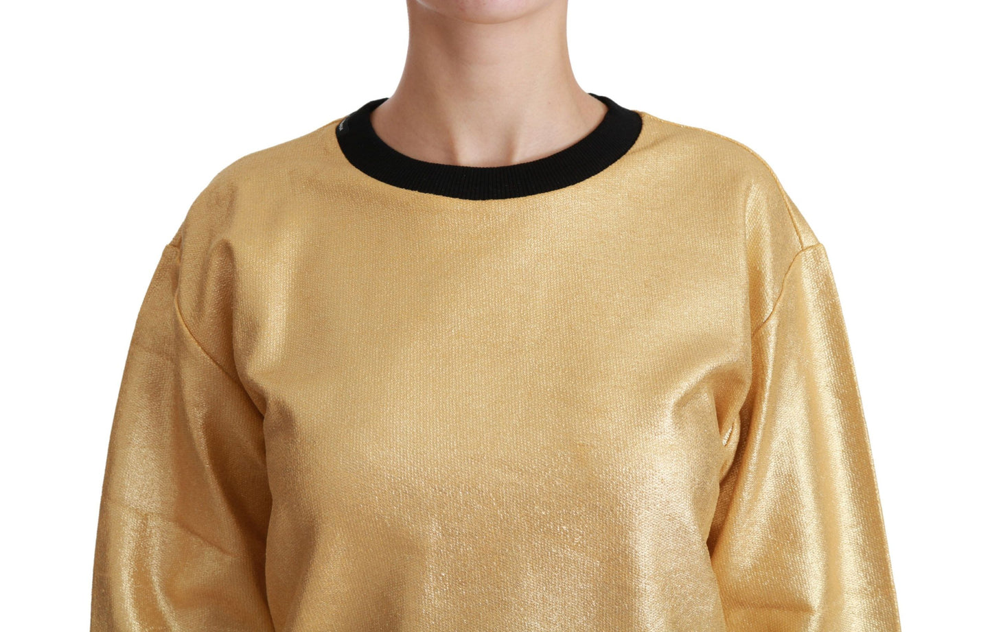 Pull en coton doré à col rond de Dolce & Gabbana