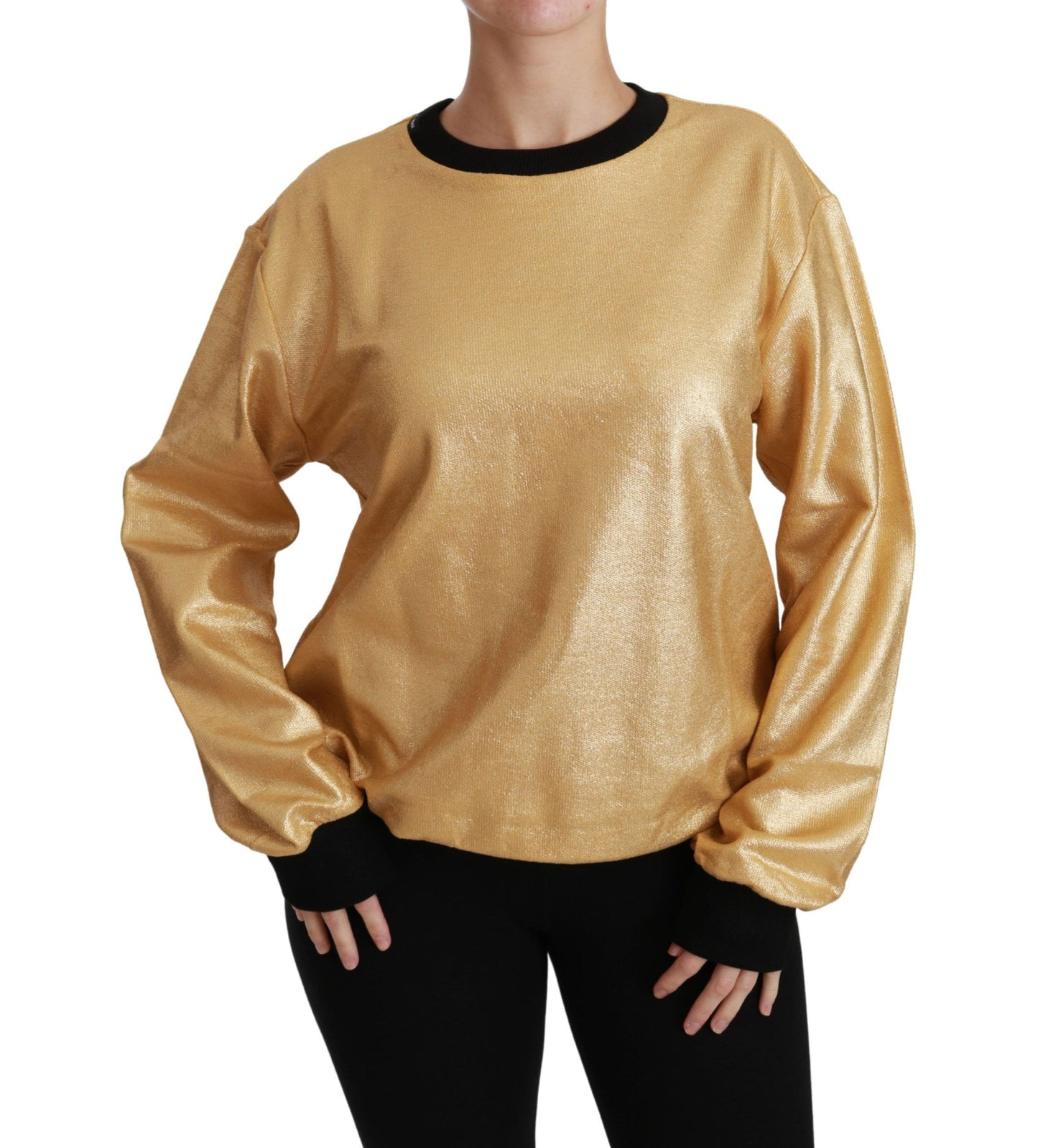 Pull en coton doré à col rond de Dolce & Gabbana