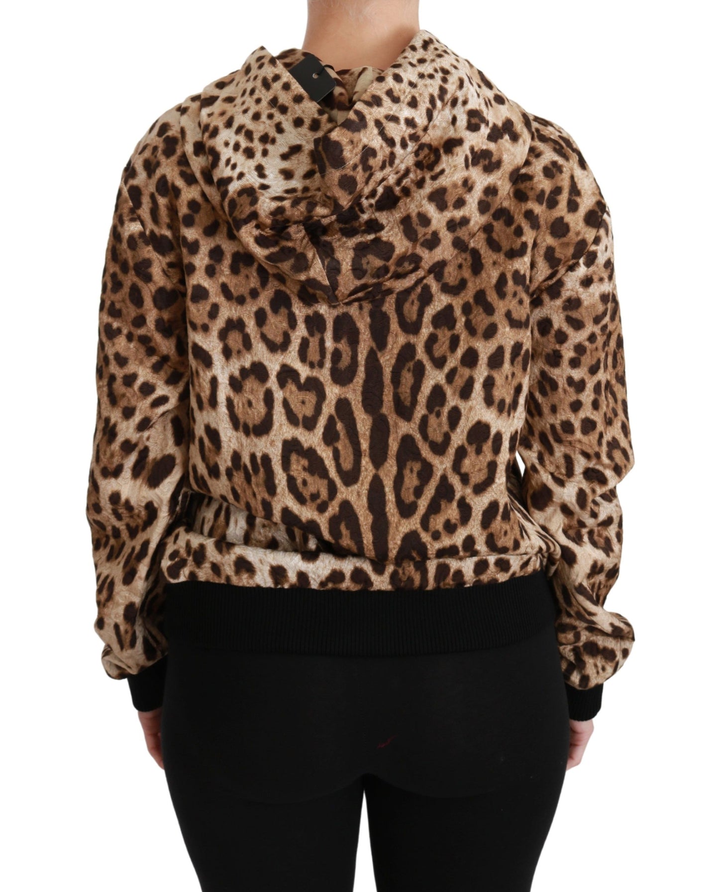 Pull en léopard Ayers à capuche et ornements cloutés marron de Dolce & Gabbana
