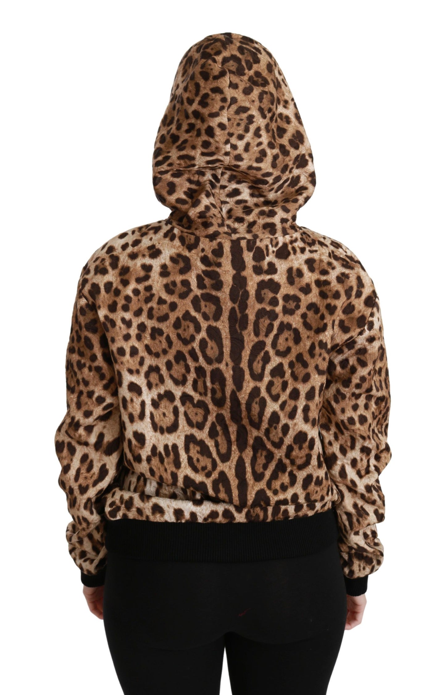 Pull en léopard Ayers à capuche et ornements cloutés marron de Dolce & Gabbana