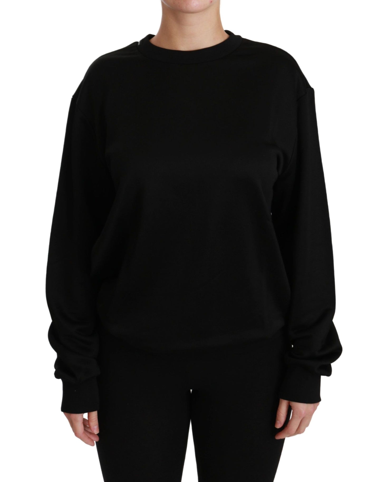 Pull en coton noir à col rond de Dolce & Gabbana