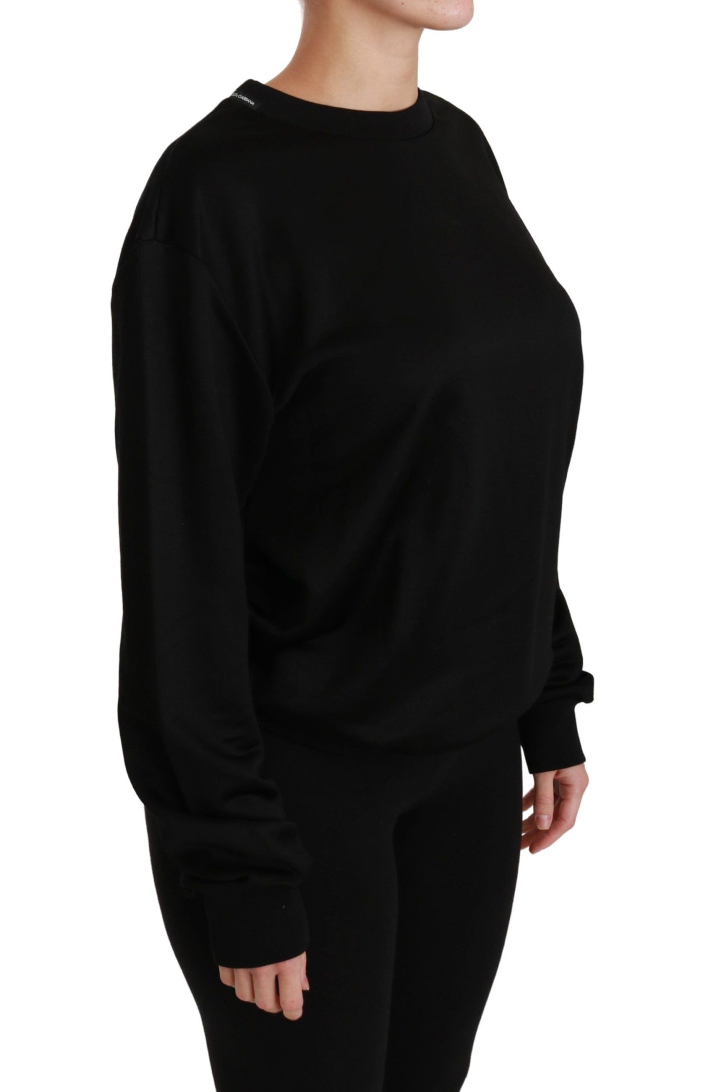 Pull en coton noir à col rond de Dolce & Gabbana