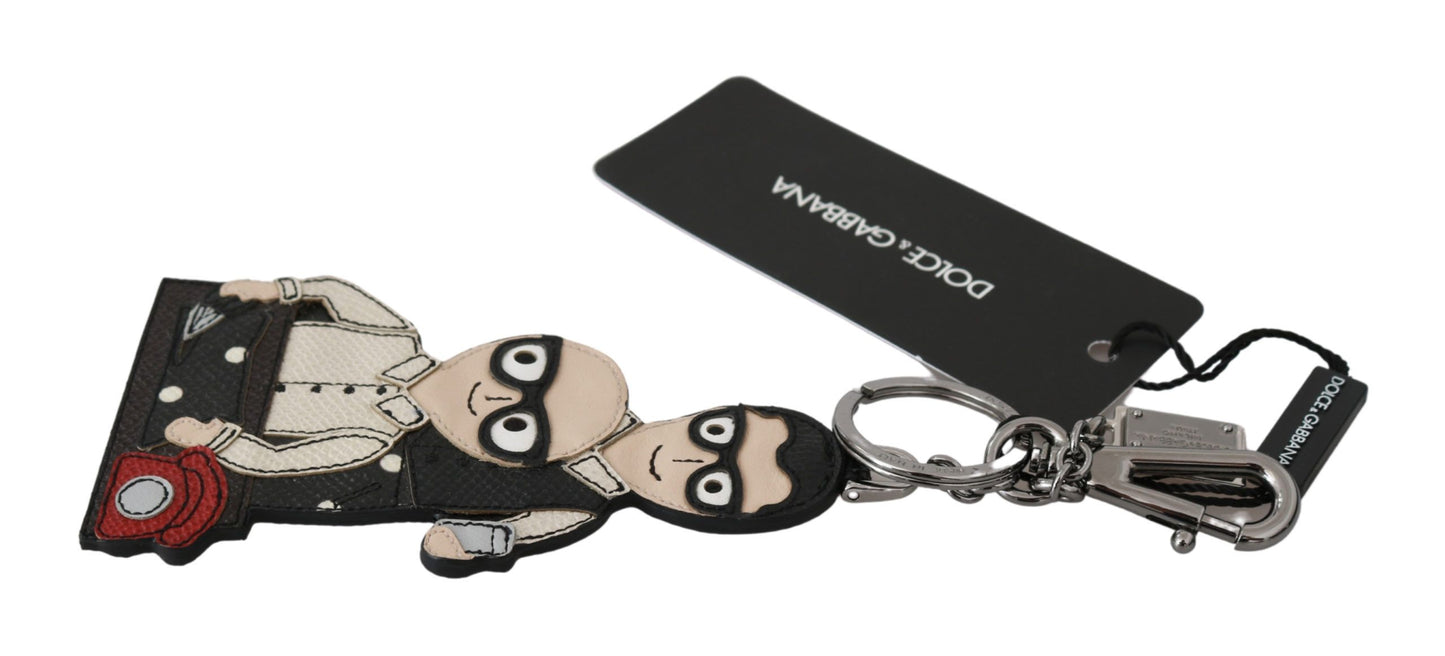 Dolce & Gabbana leren Dominico Stefano #DGFAMILY logo badge sleutelhanger