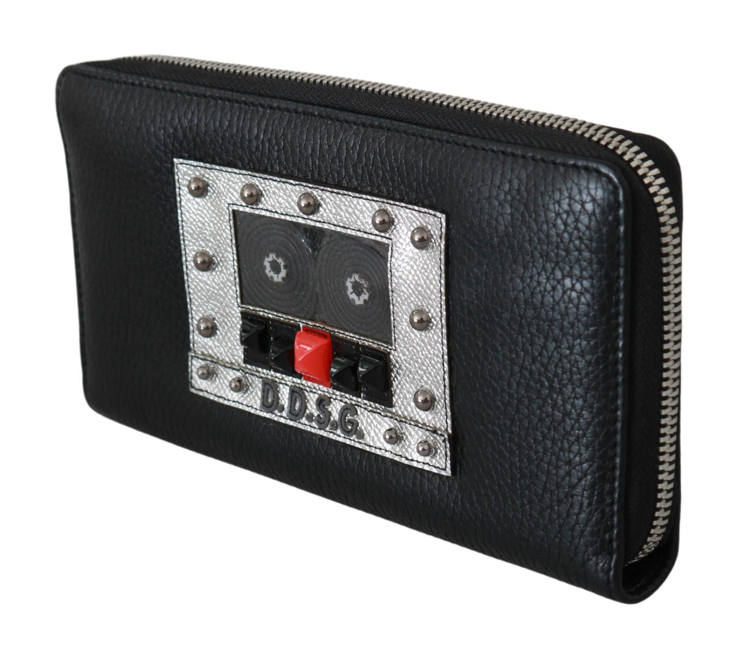 Portefeuille continental zippé Dolce & Gabbana noir pour homme 100 % cuir