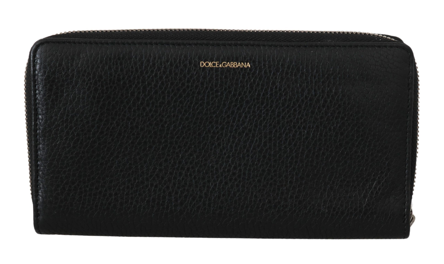 Portefeuille continental zippé Dolce & Gabbana noir pour homme 100 % cuir