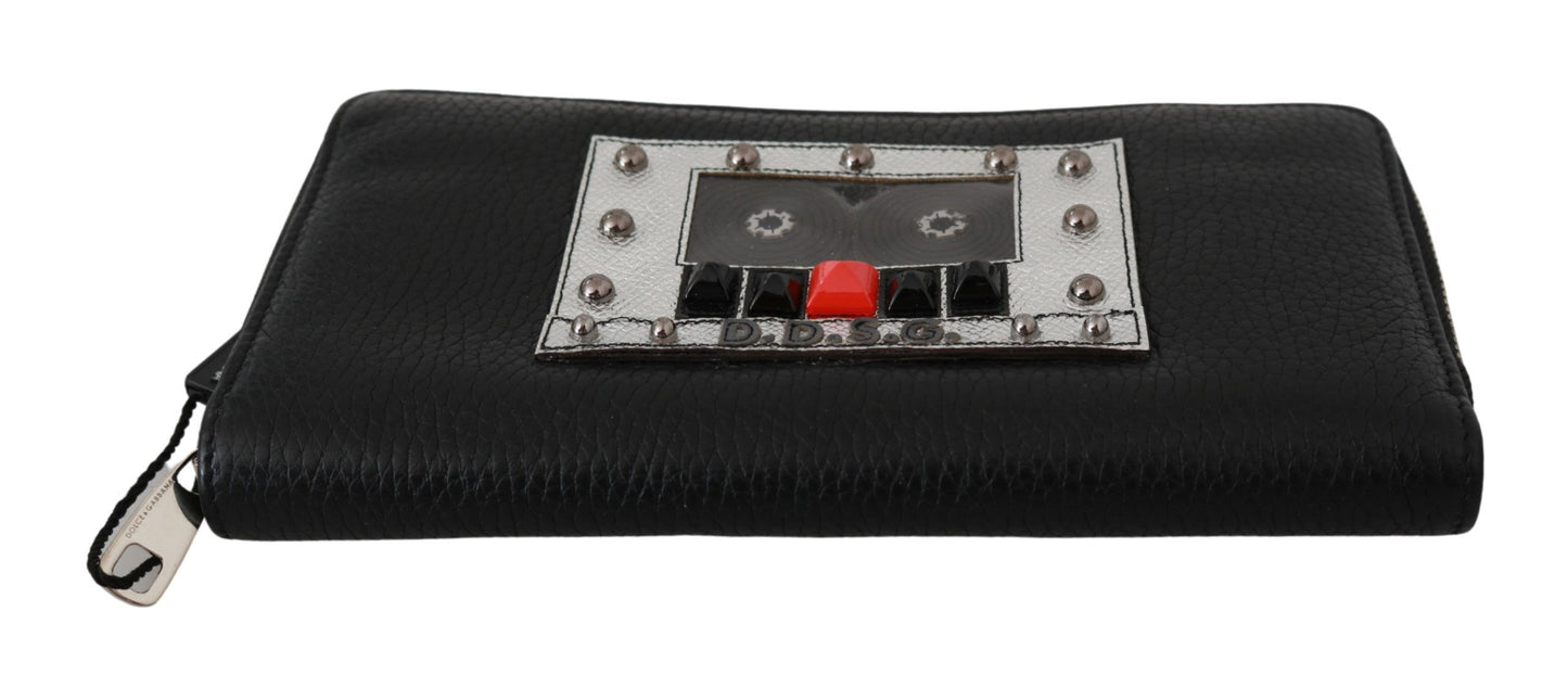 Portefeuille continental zippé Dolce & Gabbana noir pour homme 100 % cuir