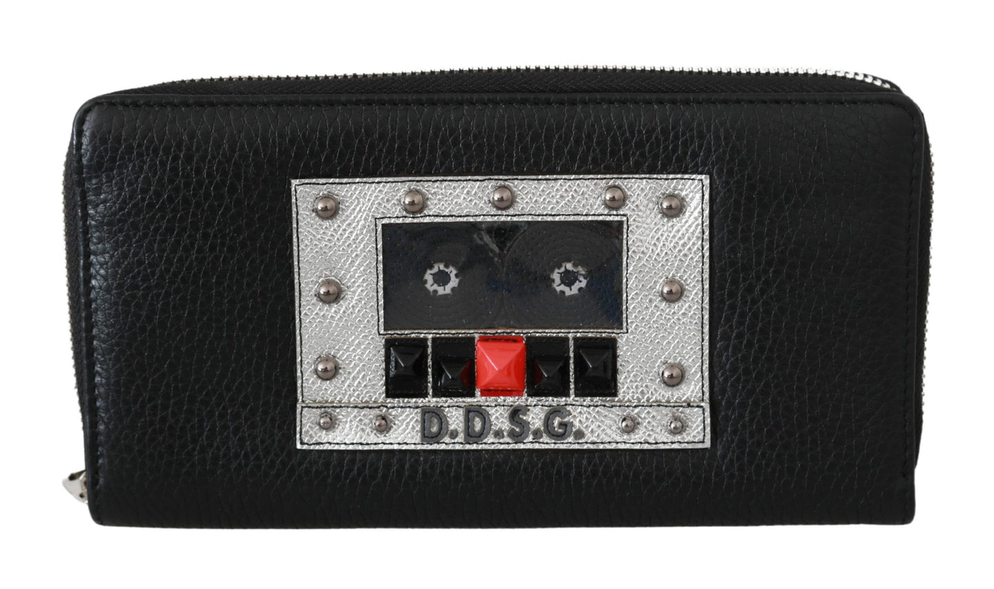 Portefeuille continental zippé Dolce & Gabbana noir pour homme 100 % cuir