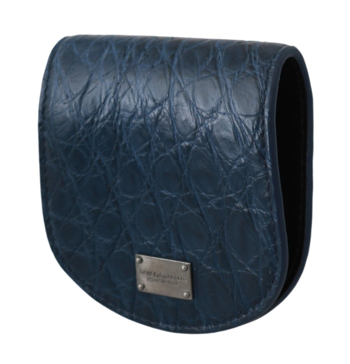 Portefeuille de poche Dolce & Gabbana Blue Holder, étui à préservatifs en peau exotique bleue