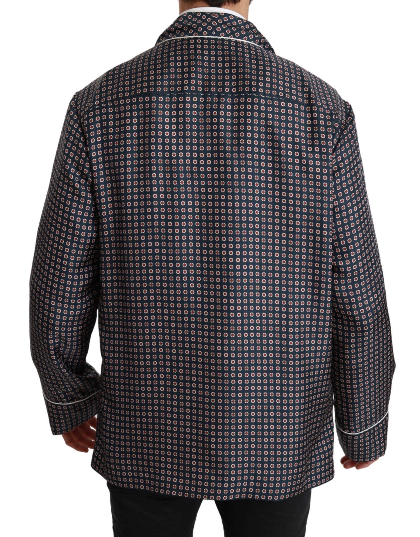 Dolce & Gabbana Veste-manteau bleu marine à motifs et à double boutonnage