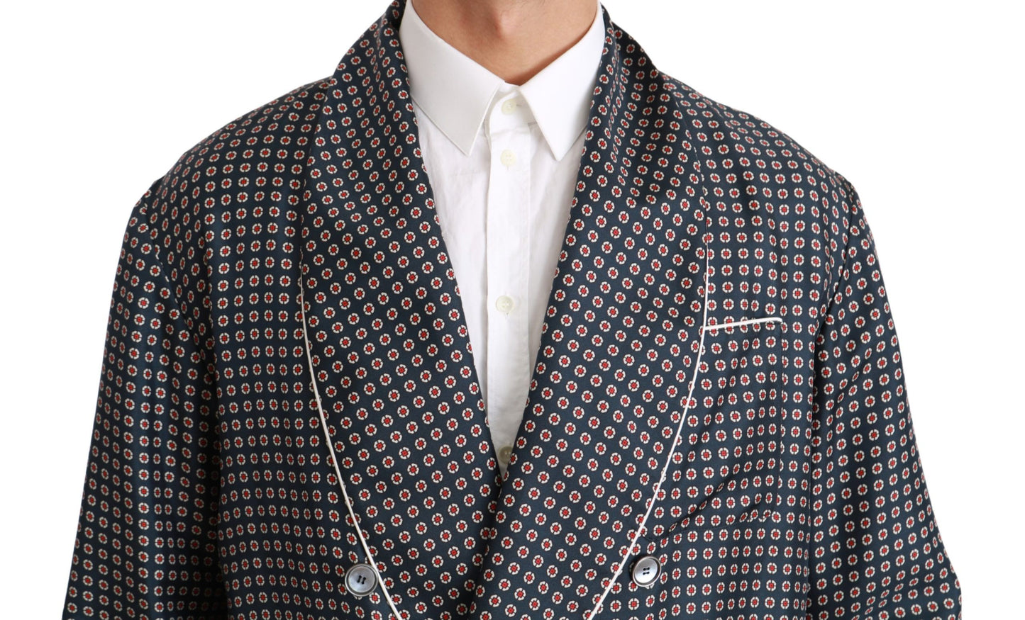 Dolce & Gabbana Veste-manteau bleu marine à motifs et à double boutonnage