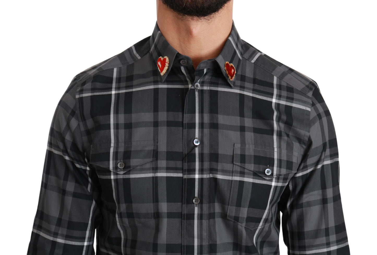 Chemise MARTINI à carreaux gris et col cœur de Dolce & Gabbana