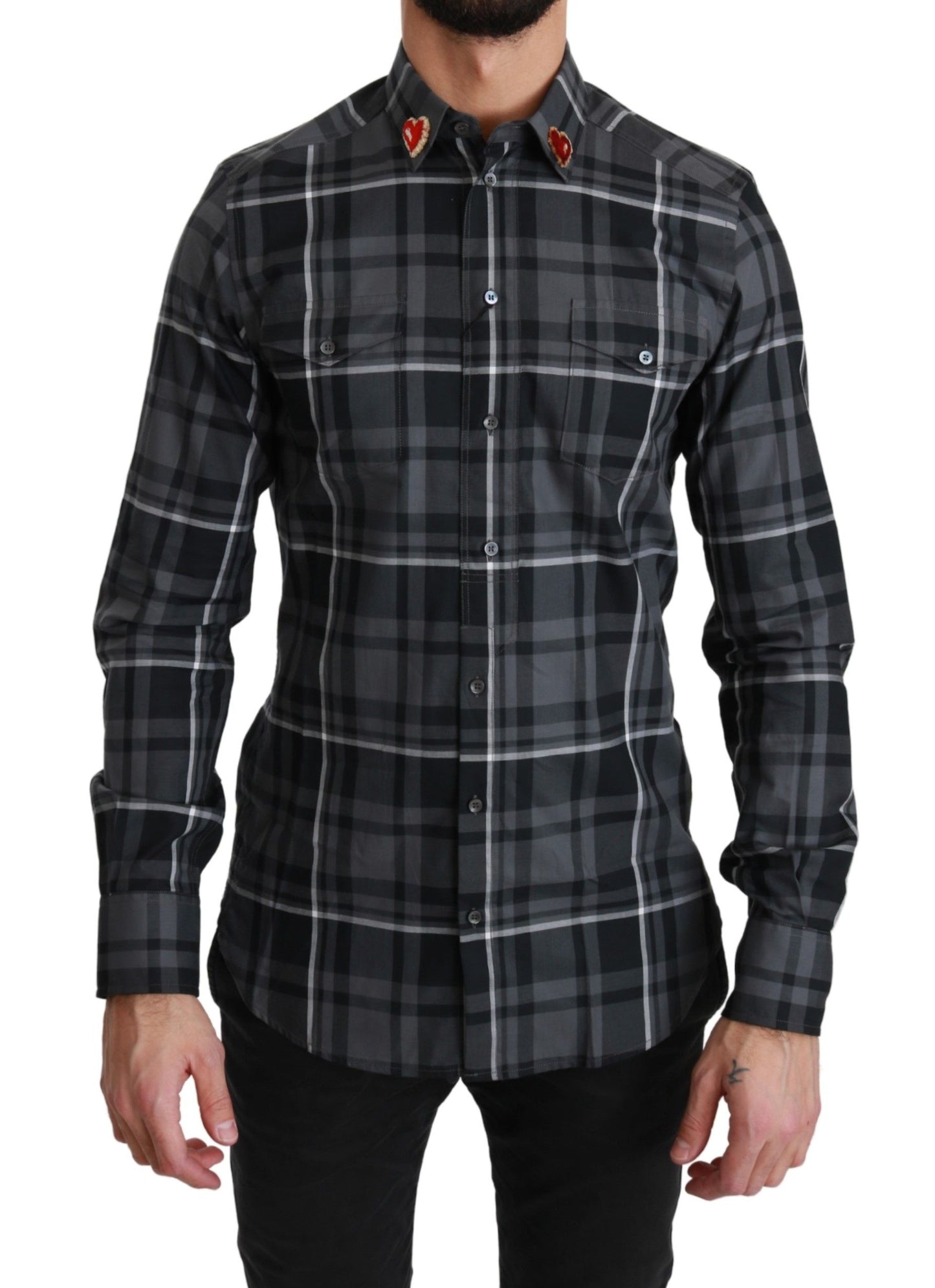 Chemise MARTINI à carreaux gris et col cœur de Dolce & Gabbana