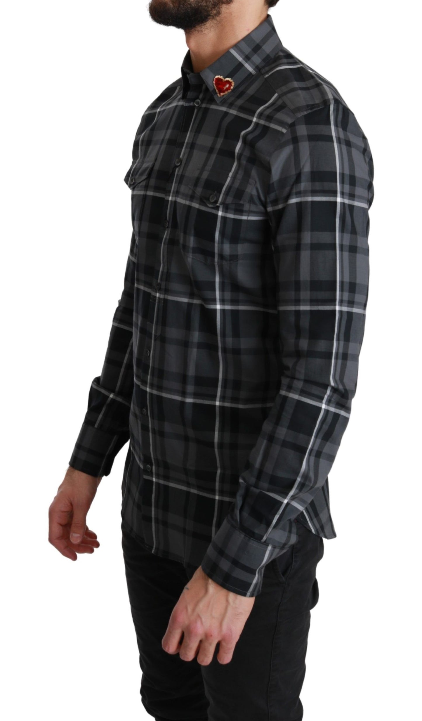 Chemise MARTINI à carreaux gris et col cœur de Dolce & Gabbana