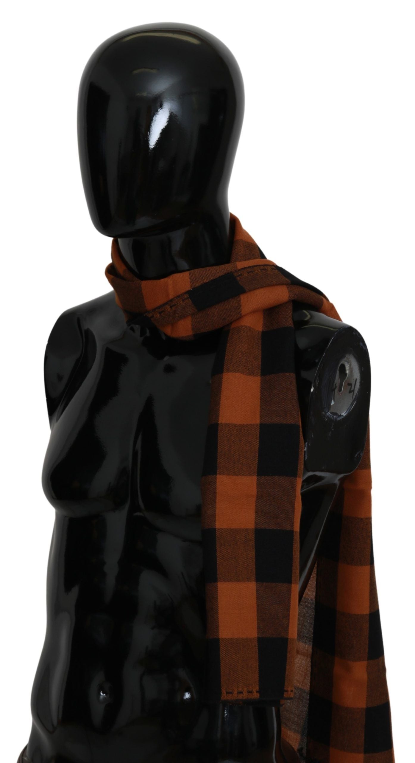 Écharpe châle à carreaux orange Costume National