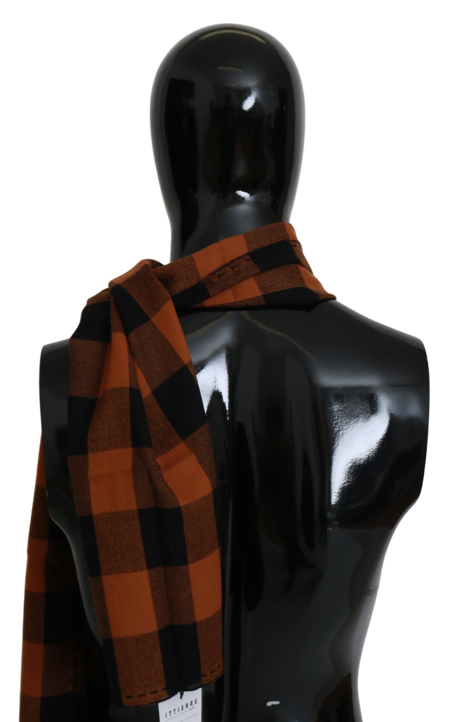 Écharpe châle à carreaux orange Costume National