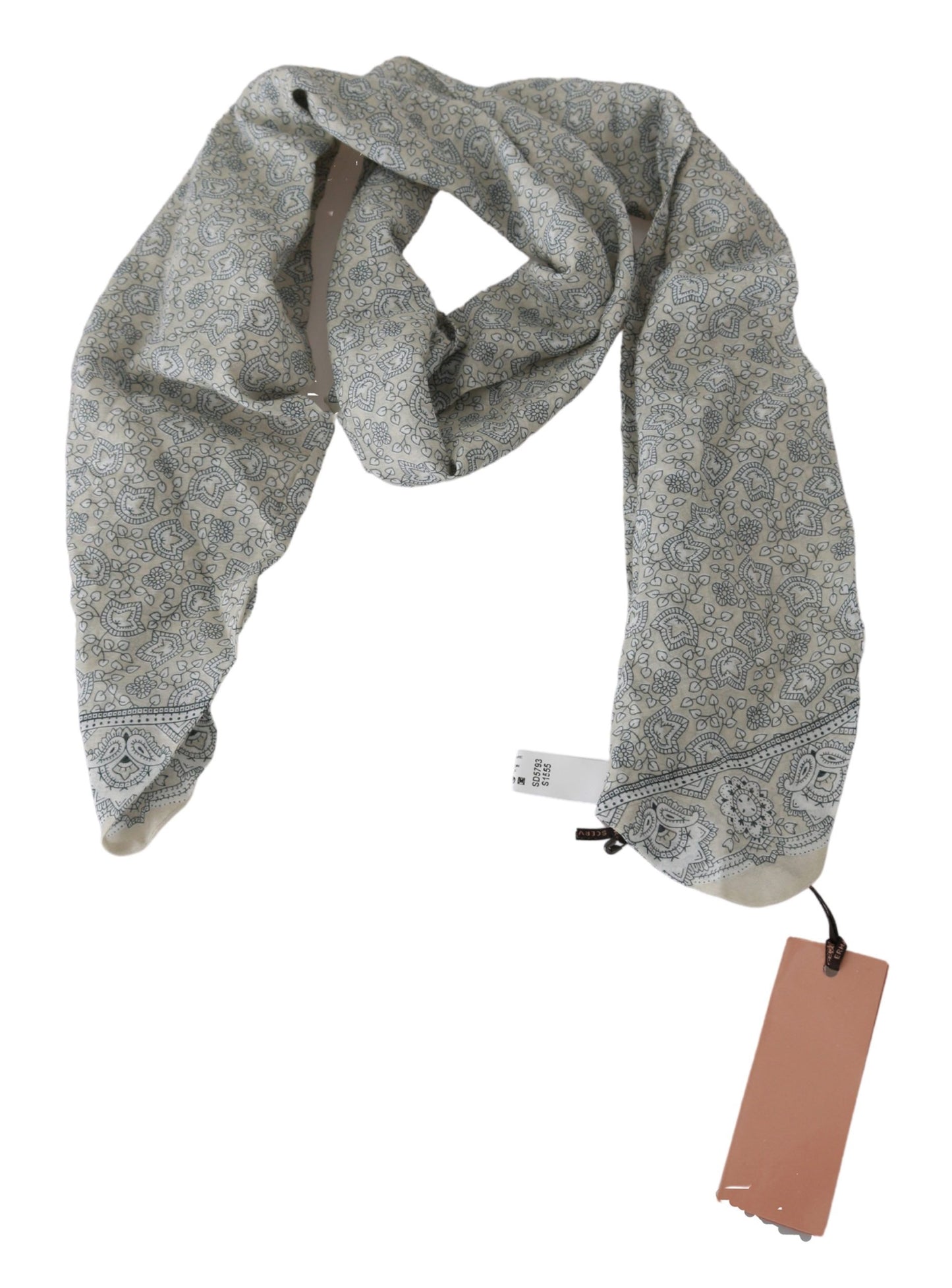 Ermanno Scervino katoenen beige blauwe sjaal met fantasieprint