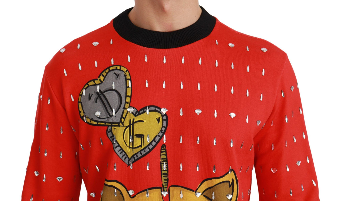 Dolce & Gabbana Rode Kristallen Varken van het Jaar Trui