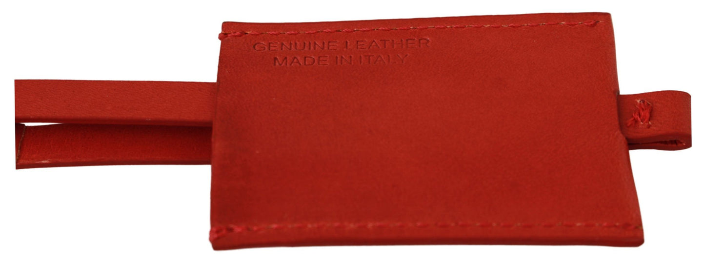 Porte-clés en cuir rouge avec logo de marque Costume National