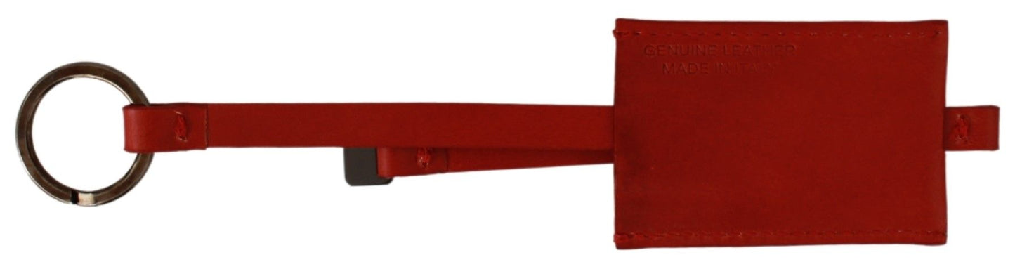 Porte-clés en cuir rouge avec logo de marque Costume National