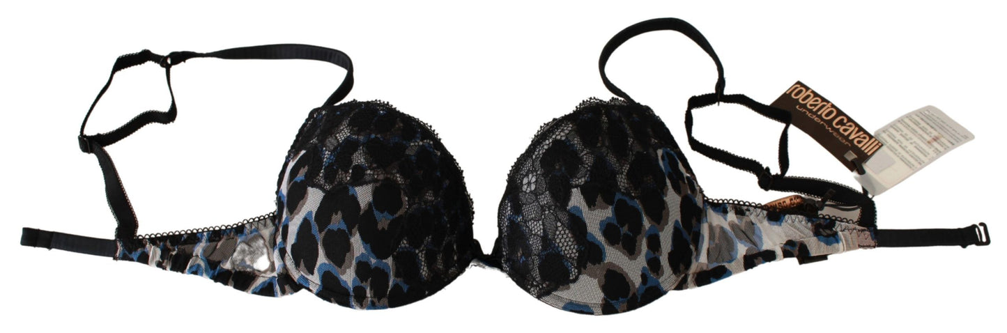 Roberto Cavalli Soutien-gorge en dentelle noire, sous-vêtements en nylon.