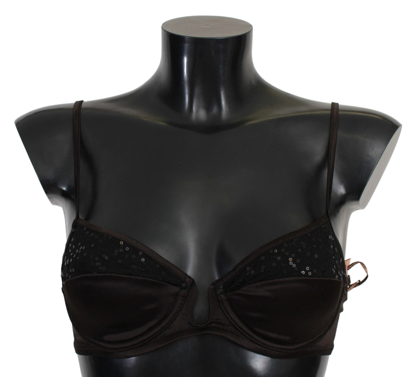 Sous-vêtements Ermanno Scervino : soutien-gorge balconnet en sequins marron.